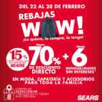 Sears Rebajas Finales Wow de hasta 70% de descuento + 15% adicional + 6 msi