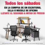 Promoción Office Depot: 2do a mitad de precio en muebles de oficina, sillas o escritorios