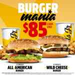 Burger Manía Carls Jr: Combo All American Burger o Wild Cheese Burger a $85 cada uno Burger Manía Carls Jr: Combo All American Burger o Wild Cheese Burger a $85 cada uno