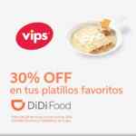 Promoción Didi Food: 30% de descuento en platillos más vendidos de restaurantes de Alsea (Vips, Burger King, Starbucks, etc)