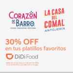 Promoción Didi Food: 30% de descuento en platillos más vendidos de restaurantes de Alsea (Vips, Burger King, Starbucks, etc)