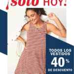 En Old Navy 40% de descuento en todos los vestidos y polos hoy domingo