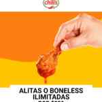 Chilis alitas o boneless ilimitados por $229 por persona