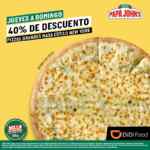 40% de descuento en pizzas grandes en Papa Johns al pedir por Didi Food de jueves a domingo