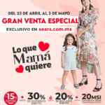 Venta Dia de las Madres Sears: hasta 30% de descuento + 15% adicional