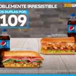 Promoción Subway: Sub Cordon Bleu + Sub Italiano B.M.T con refrescos por $109