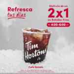 2x1 en bebidas frías en Tim Hortons de 4:00 a 6:00 PM hasta el 28 de abril