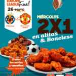 En Hooters 2x1 en alitas y boneless hoy miércoles por la final de la Europa League