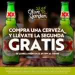 En Olive Garden 2x1 en cervezas de lunes a miércoles de las 5:00 PM al cierre