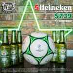 Promoción Perros y Burros final Champions League: Por $239 llévate 5 Heineken + balón, termo o gorra