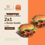 En Burger King 2x1 en Whopper + envío gratis al pedir por Didi Food con cupón