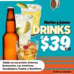En Hooters drinks a $39 los martes y jueves (sucursales participantes)