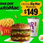 Cupón McDonlads de 2 McTríos Big Mac por $149