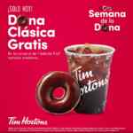 Promoción Tim Hortons Día de la Dona: Llévate dona GRATIS en la compra de una bebida hoy 4 de junio