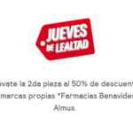 Promoción Farmacias Benavides Jueves de Lealtad: segundo a mitad de precio en medicamentos genéricos
