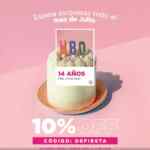 Cupón EnvíaFlores 14 Aniversario de 10% de descuento durante julio