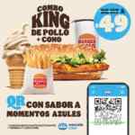 En Burger King llévate un combo King de Pollo + cono de $119 a $49 al pagar con QR Mercado Pago