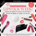 Promociones lipstick week Sephora: estuche de brochas o espejo de luz led de regalo con compra mínima