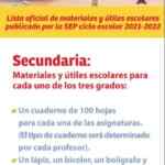 Lista útiles escolares Secundaria ciclo escolar 2021-2022