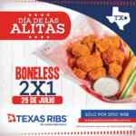 En Texas Ribs 2x1 en boneless hoy por el día de las alitas
