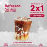 2x1 en bebidas frías en Tim Hortons de 1:00 a 6:00 PM