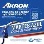 Martes Azul Gasolineras Akron: 25% de descuento en gasolina al pagar con QR Mercado Pago