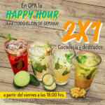 2x1 en coctelería y destilados todo el fin de semana en California Pizza Kitchen