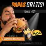Promoción Cuarto de Kilo Día de la Papa Frita: Compra una hamburguesa y llévate unas papas gratis