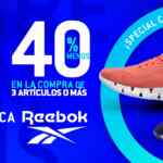 En Dportenis descuentos escalonados Reebok: 40% de descuento si compras 3 tenis o más