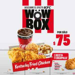 Nueva Wow Box KFC: 3 piezas de pollo + complemento + refresco por $75