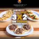 3x2 en tacos en Taquearte los jueves