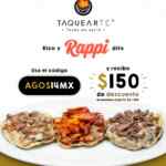 Código Rappi de $150 de descuento en Taquearte válido hasta hoy jueves