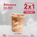 2x1 en bebidas frías participantes en Tim Hortons de 1:00 a 6:00 PM