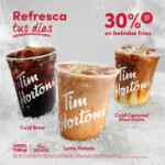 30% de descuento en bebidas participantes en Tim Hortons hoy y mañana