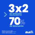 Liquidación Martí: 3x2 en artículos con 60% y 70% de descuento hoy sábado