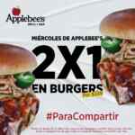 En Applebees 2x1 en hamburguesas todos los miércoles En Applebees 2x1 en hamburguesas todos los miércoles
