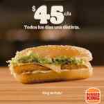 En Burger King todos los días una hamburguesa distinta por $45 c/u (+$35 en combo)