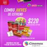 Cinemex Combo Jueves de Estreno: 2 entradas + 2 refrescos + palomitas por $189
