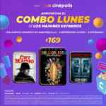 Combo Lunes Club Cinépolis: palomitas grandes + 2 refrescos + 2 entradas por $169 (aplica en IMAX, 4DX y más)