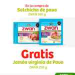 En Soriana compra una salchicha de Pavo Zwan de 500g y llévate GRATIS un jamón virginia de pavo Zwan de 250g