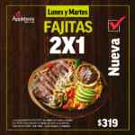 2x1 en fajitas en Applebees los lunes y martes (sucursales participantes)