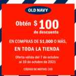 Obtén $100 de descuento en compras de $1,000 o más en tiendas Old Navy este fin de semana