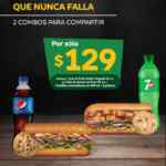 En Subway 2 combos + 2 galletas por $129
