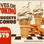 Promoción Burger King Jueves de Auto King: 20 nuggets + 2 conos por $79