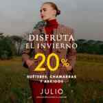 Promoción de Invierno Julio: 20% de descuento en suéteres, chamarras y abrigos