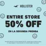 Segundo a mitad de precio en toda la tienda en Hollister