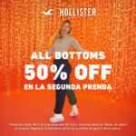 En Hollister segundo a mitad de precio en bottoms (pantalones, shorts, etc)