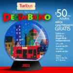 Promoción Turibus circuito nocturno decembrino a $50 adultos y niños caracterizados gratis