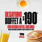 En Sirloin Stockade desayuno buffet a $190 con bebida refill incluida los sábados y domingos de diciembre