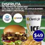 Promo Carls Jr. Mercado Pago: $49 de descuento en combo NFL Big Angus Burger Promo Carls Jr. Mercado Pago: $49 de descuento en combo NFL Big Angus Burger